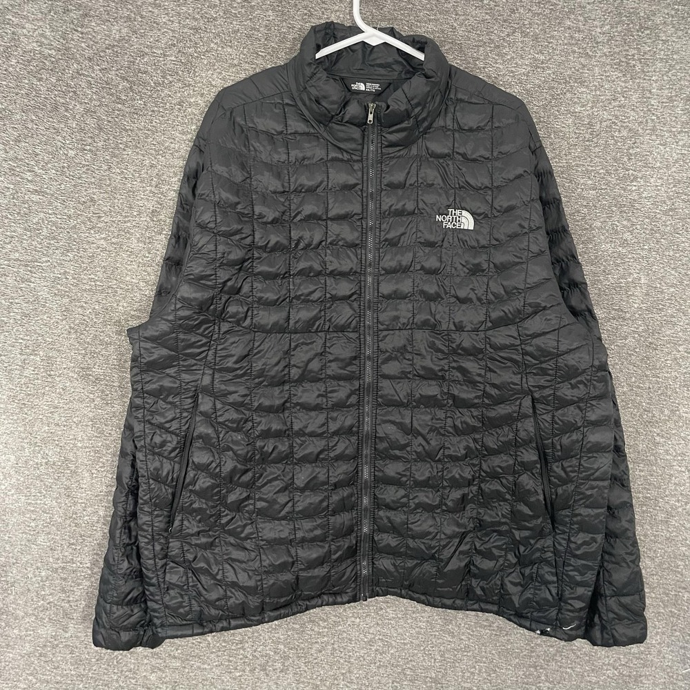 The North Face Thermoball Jacket Mens 2XL Black Puffer Quilted Full Zip READ